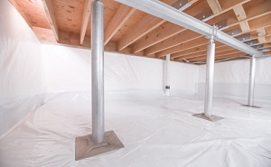 Crawl space structural support jacks installed in Chester
