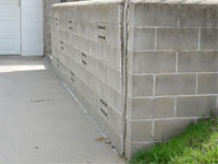 A retaining wall separating from the adjoining walls in Drexel Hill