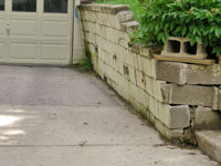 a failing retaining wall around a driveway in Philadelphia