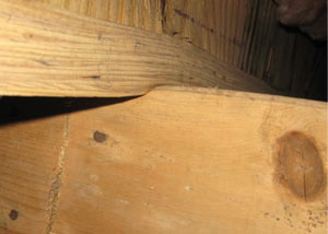 A failing girder showing signs of compression damage in a Pennsylvania, New Jersey, and Delaware home