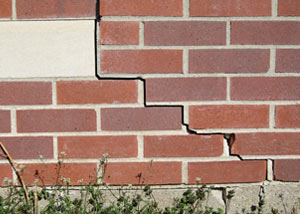 a foundation wall crack on a Wilmington home.