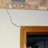 A large settlement crack on interior drywall in a Doylestown home.