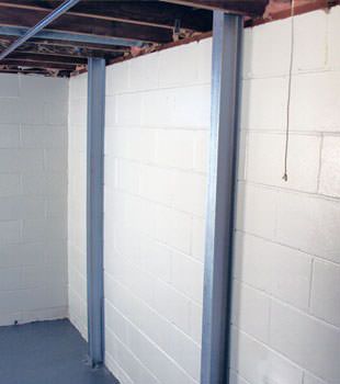 A PowerBrace™ i-beam foundation wall repair system in Philadelphia
