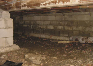 Rotting, decaying crawl space wood damaged over time in Wilmington