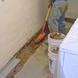 Digging a trench for a French Drain system in Philadelphia