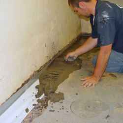 Testing a French drain system in a Norristown home.