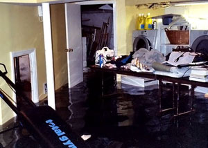 A laundry room flood in Quakertown, with several feet of water flooded in.