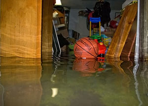 A flooded basement bedroom in Vineland