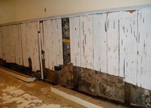 A wet, flooded finished basement in Newark