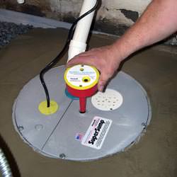 A newly installed sump pump system in a basement in Reading