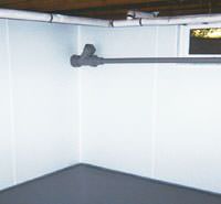 basement vapor barriers on the walls in a formerly leaky basement in Philadelphia, PA, NJ, and DE