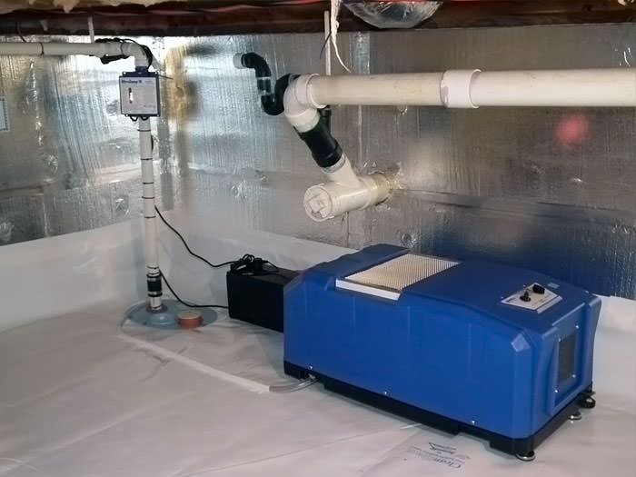 Crawl Space Dehumidification System In Philadelphia Newark Reading View Of An Energy Efficient Crawl Space Dehumidifier System Installed